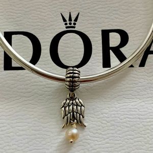Pandora Sterling Guardian Angel Dangle Charm w/ Culture Pearl